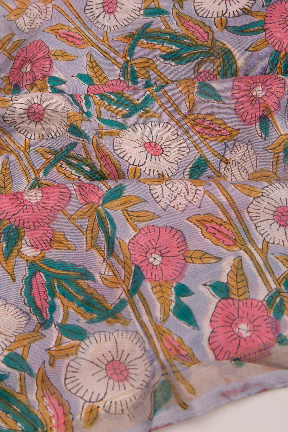 Chanderi Cotton Floral Printed Pastel Blue Saree