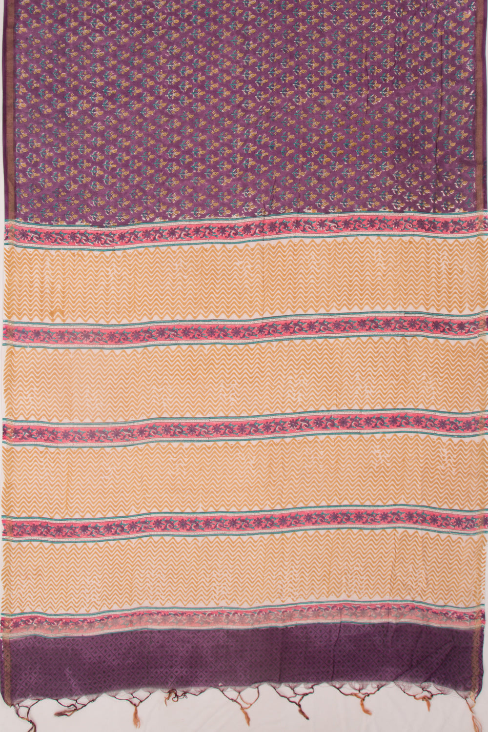 Chanderi Cotton Floral Printed Lilac Saree