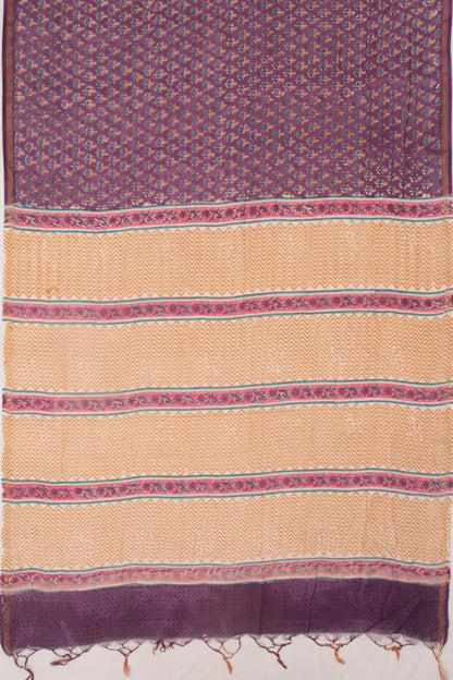 Chanderi Cotton Floral Printed Lilac Saree