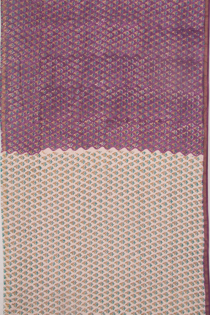 Chanderi Cotton Floral Printed Lilac Saree