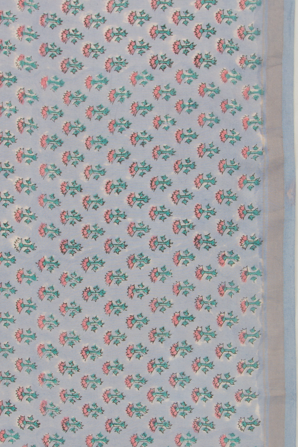 Chanderi Cotton Floral Printed Pastel Blue Saree