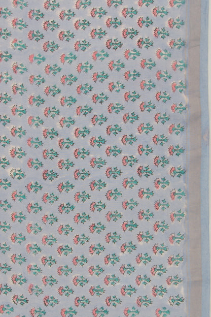 Chanderi Cotton Floral Printed Pastel Blue Saree