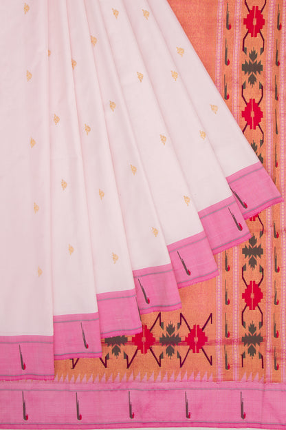 Paithani Silk Butta White Saree