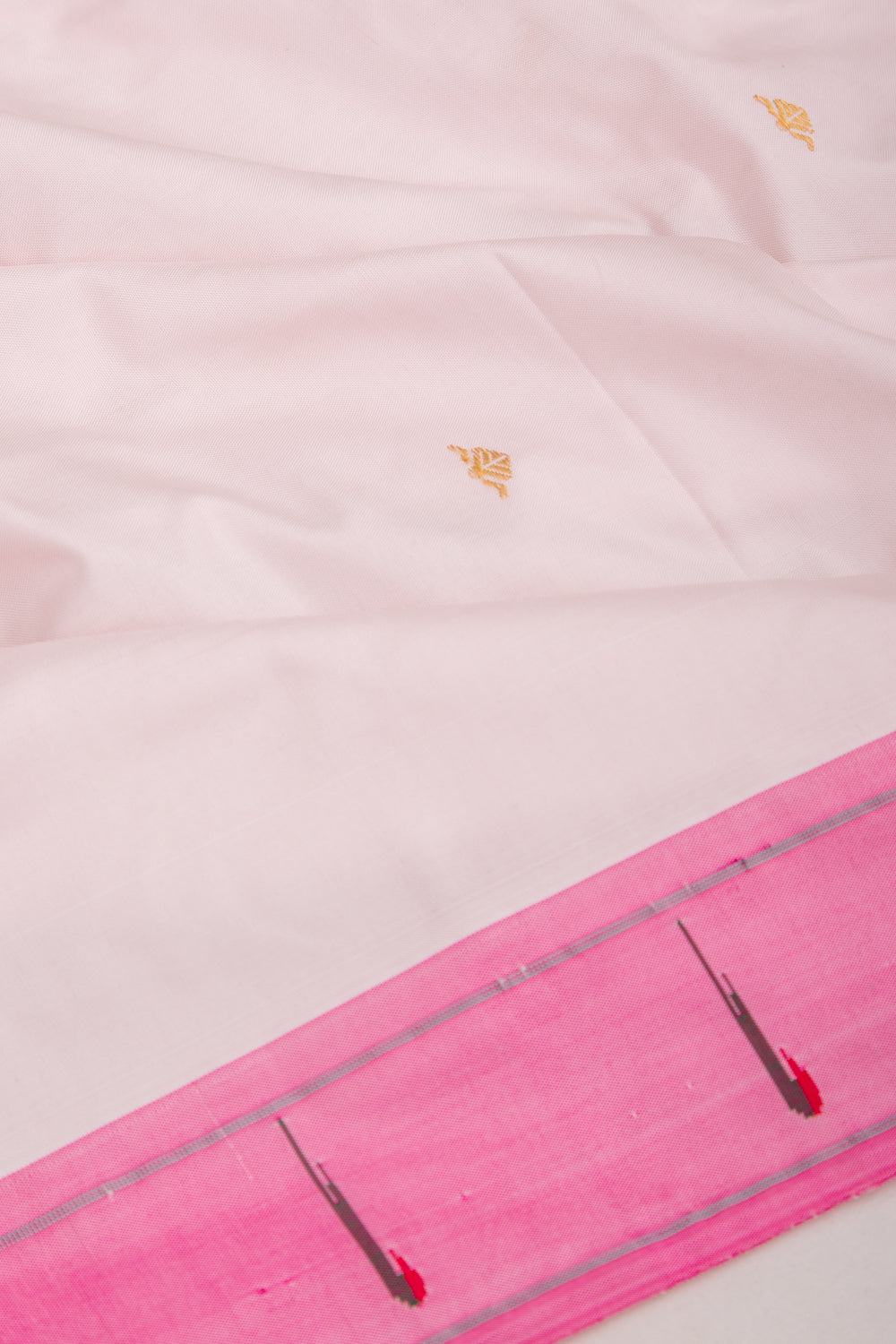 Paithani Silk Butta White Saree