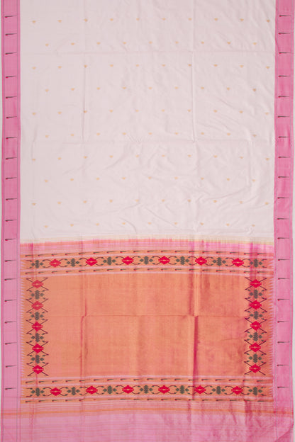 Paithani Silk Butta White Saree