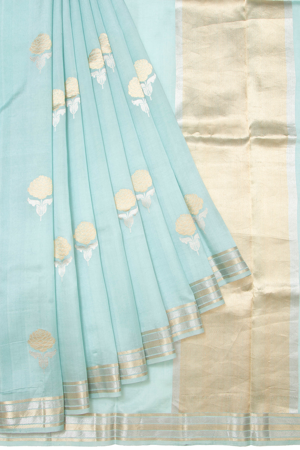 Banarasi Silk Katan Butta Sky Blue Saree