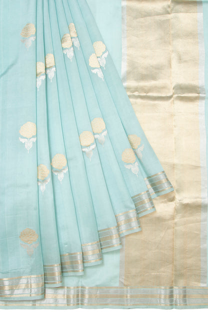 Banarasi Silk Katan Butta Sky Blue Saree