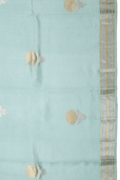 Banarasi Silk Katan Butta Sky Blue Saree