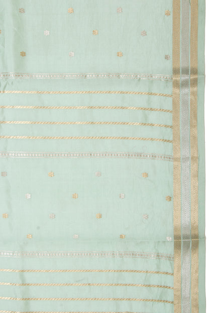 Banarasi Silk Katan Vertical Lines Green Saree