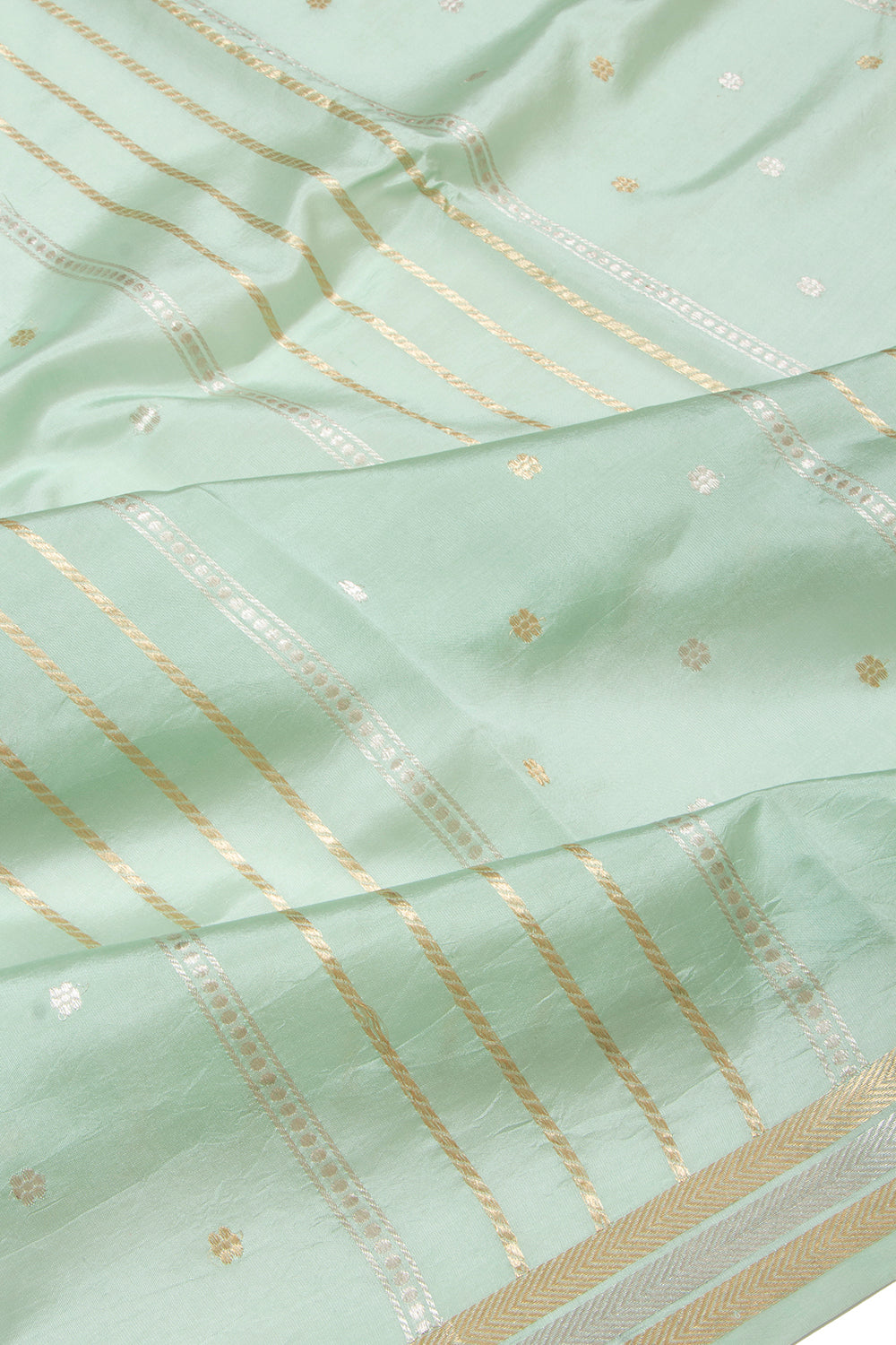 Banarasi Silk Katan Vertical Lines Green Saree