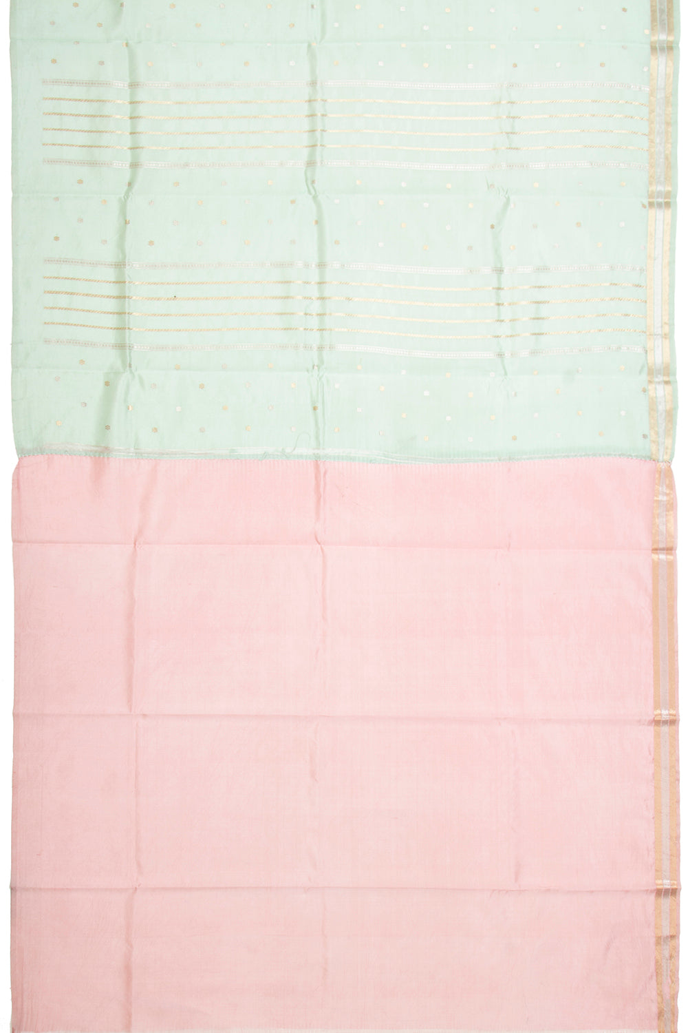 Banarasi Silk Katan Vertical Lines Green Saree