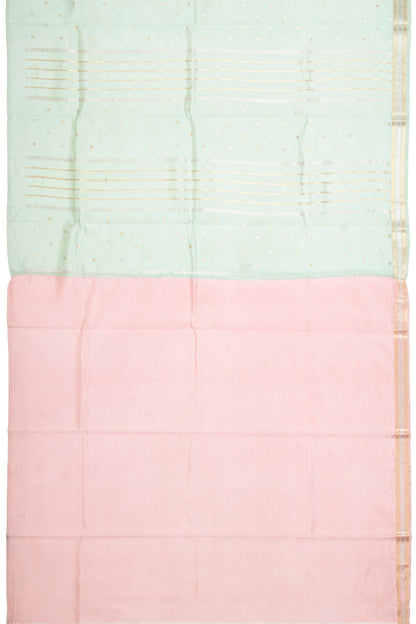 Banarasi Silk Katan Vertical Lines Green Saree