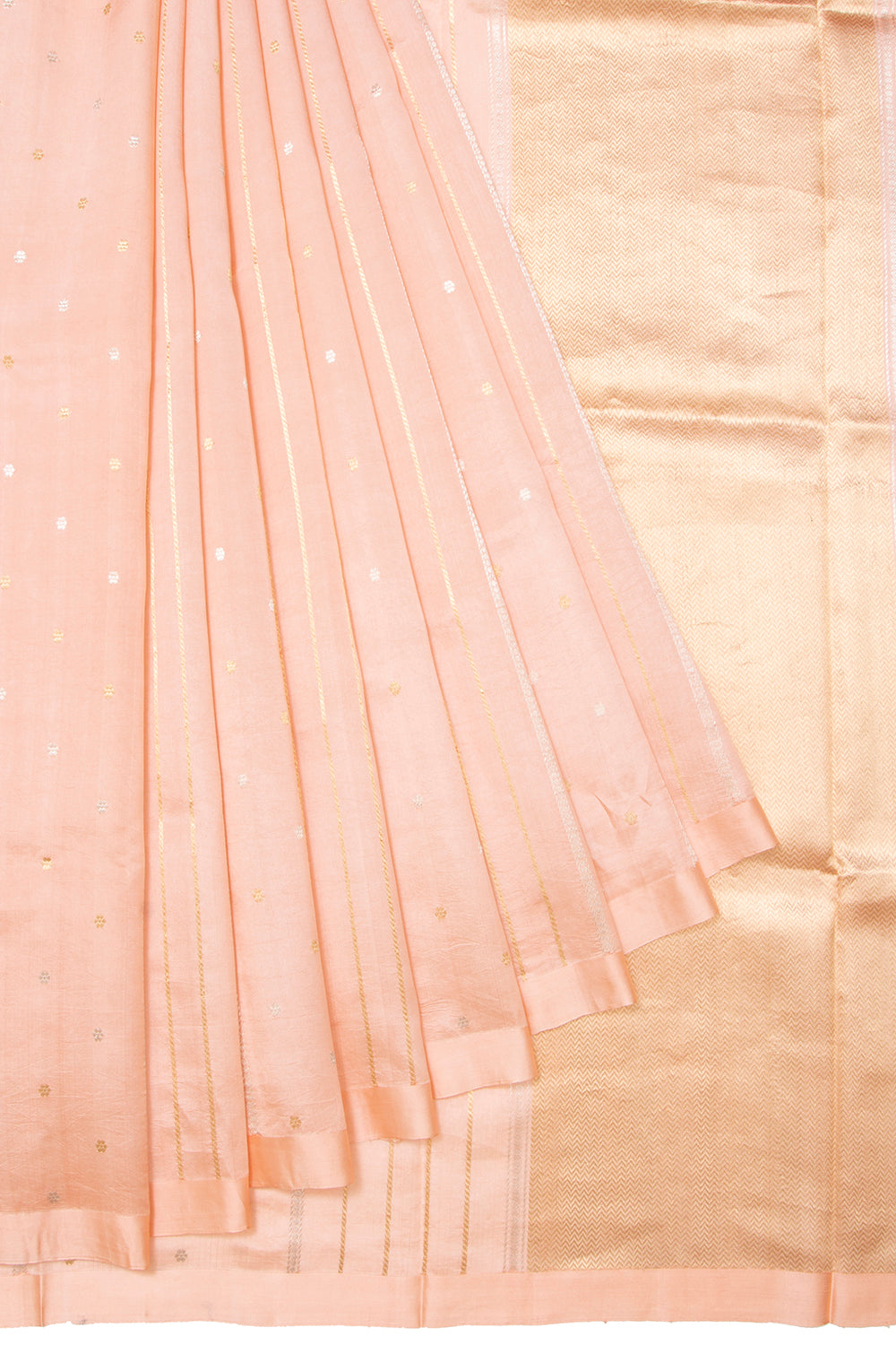 Banarasi Silk Katan Vertical Lines Peach Saree