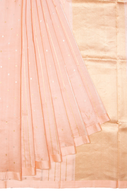 Banarasi Silk Katan Vertical Lines Peach Saree