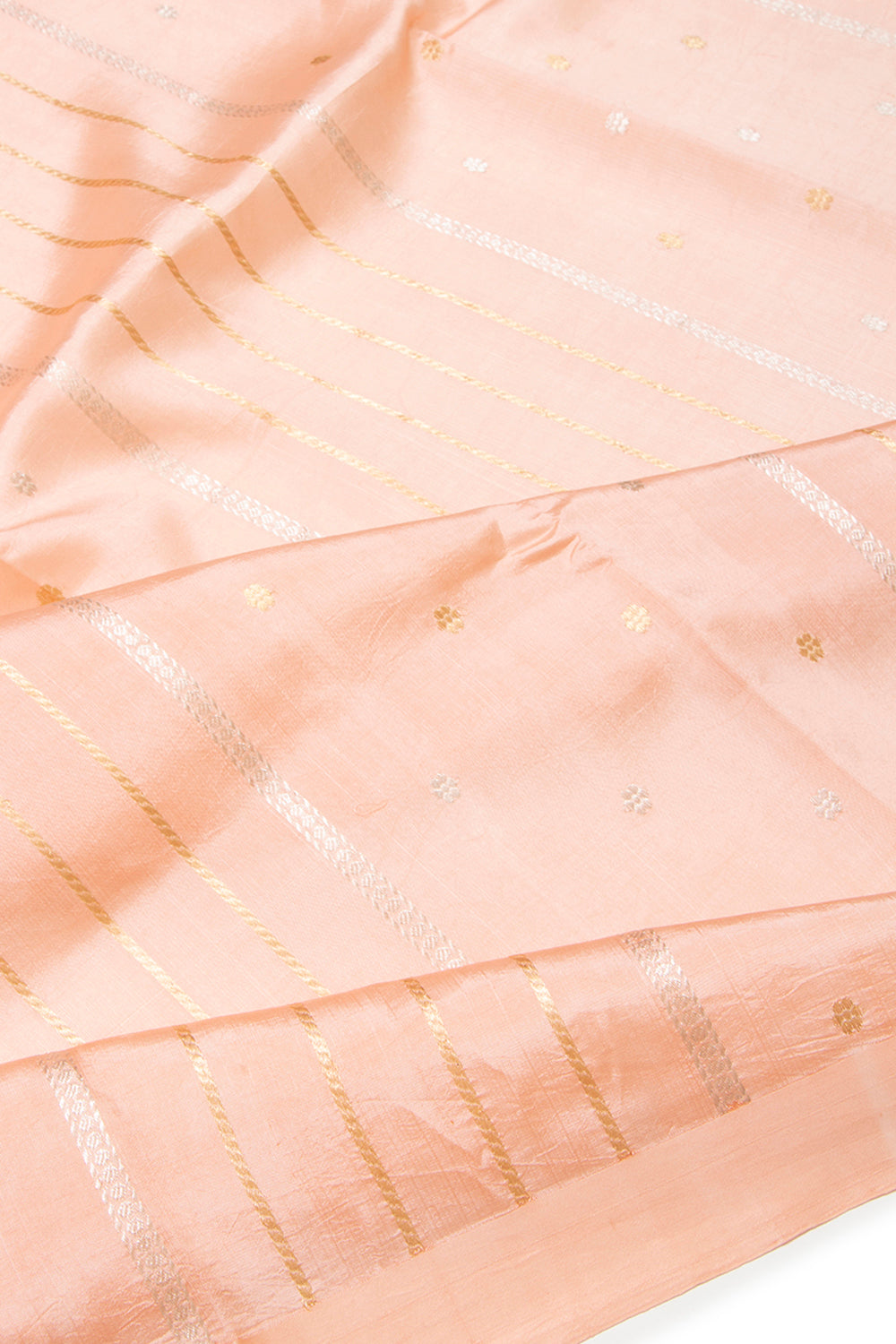 Banarasi Silk Katan Vertical Lines Peach Saree