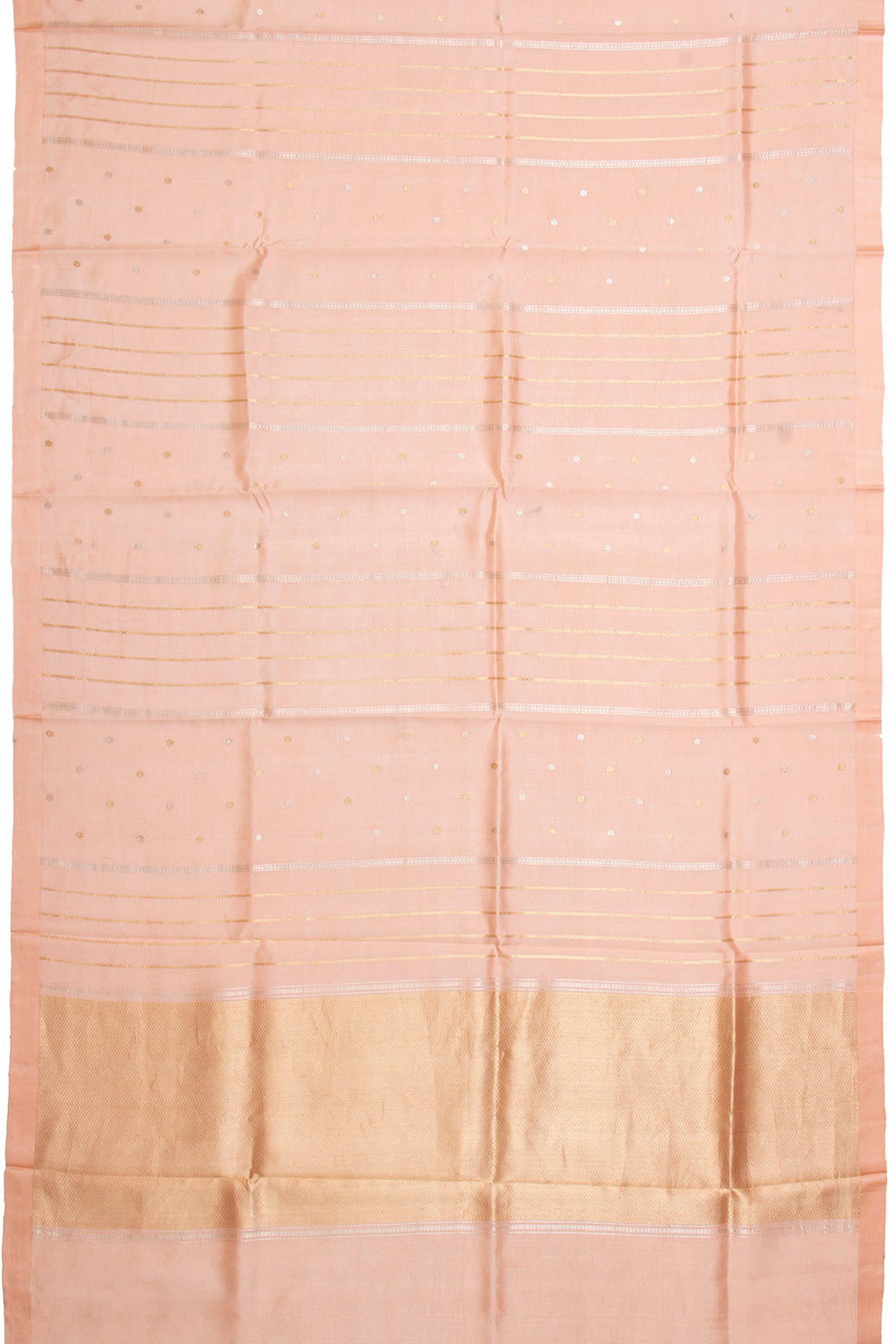 Banarasi Silk Katan Vertical Lines Peach Saree