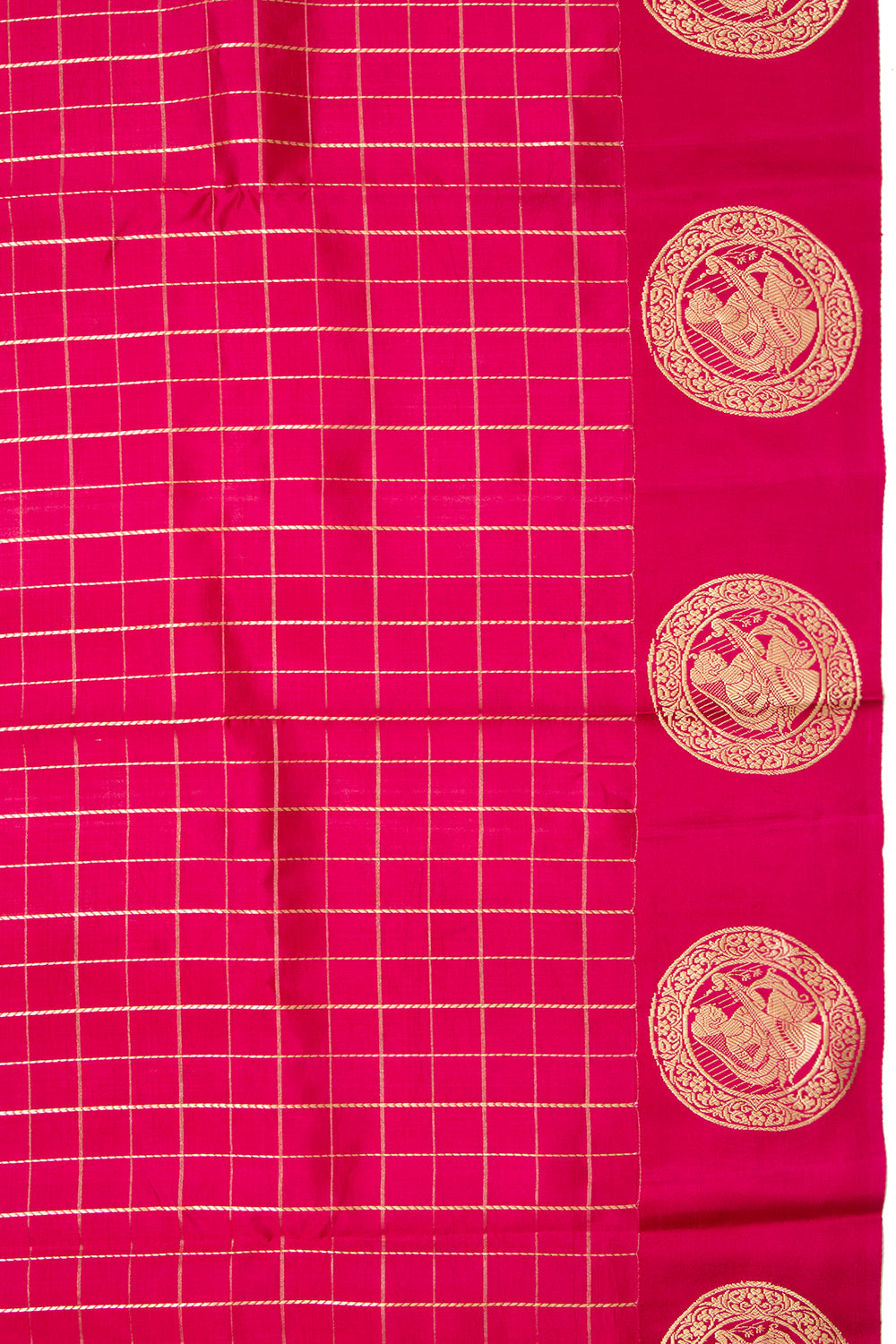 Banarasi Silk Katan Checks Pink Saree