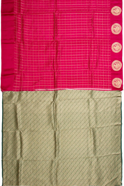 Banarasi Silk Katan Checks Pink Saree