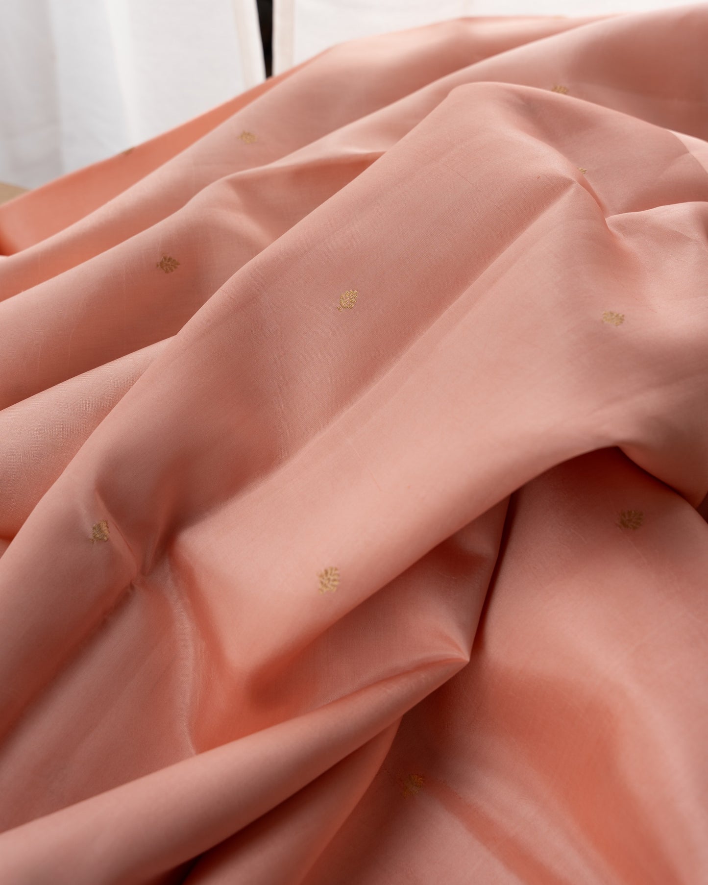 Banarasi Silk Katan Butta Peach Saree With Rakhi And Gift Box