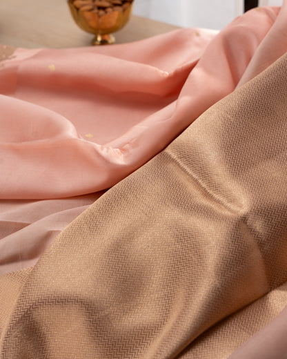 Banarasi Silk Katan Butta Peach Saree With Rakhi And Gift Box