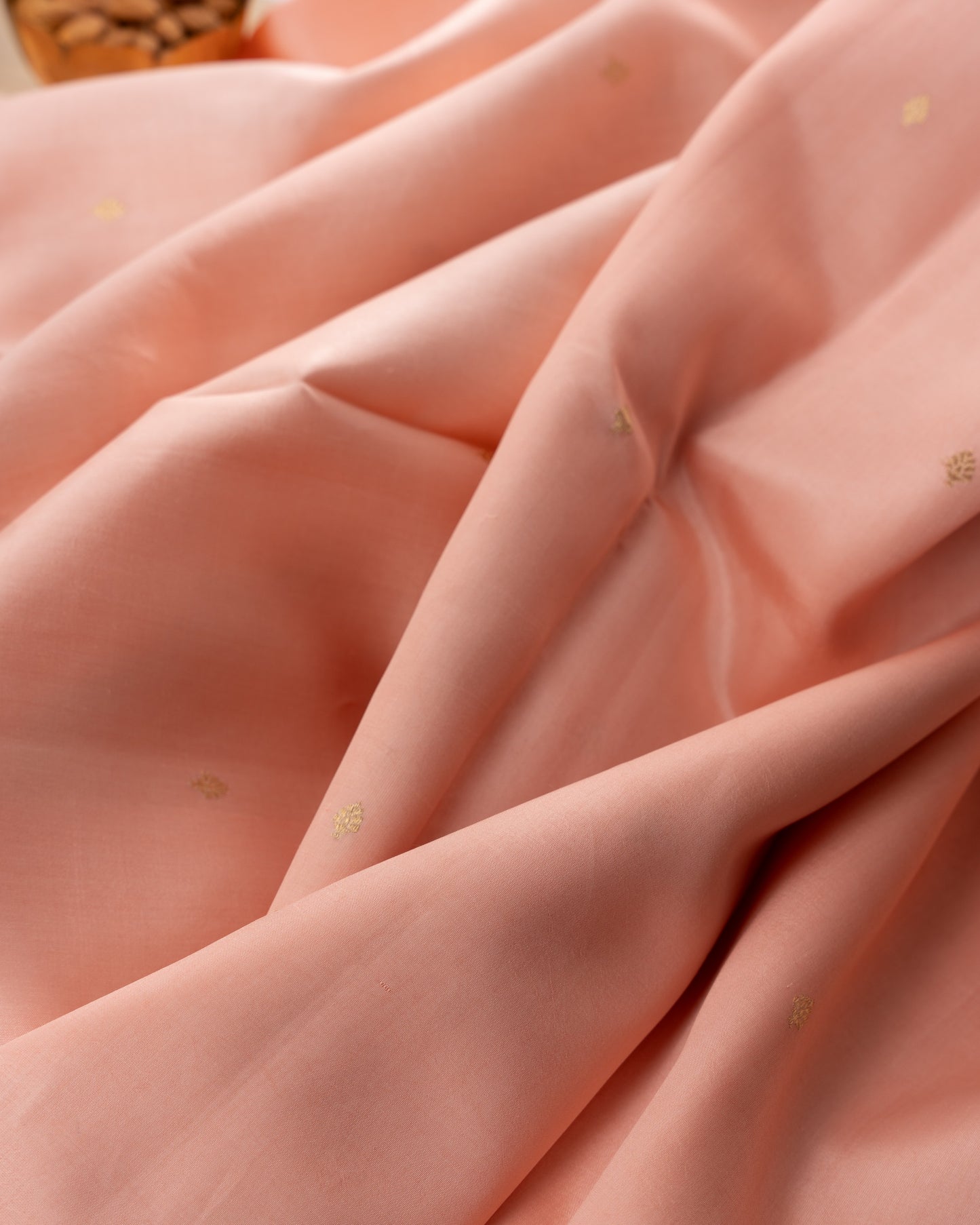 Banarasi Silk Katan Butta Peach Saree With Rakhi And Gift Box