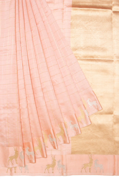 Banarasi Silk Katan Checks Pastel Orange Saree