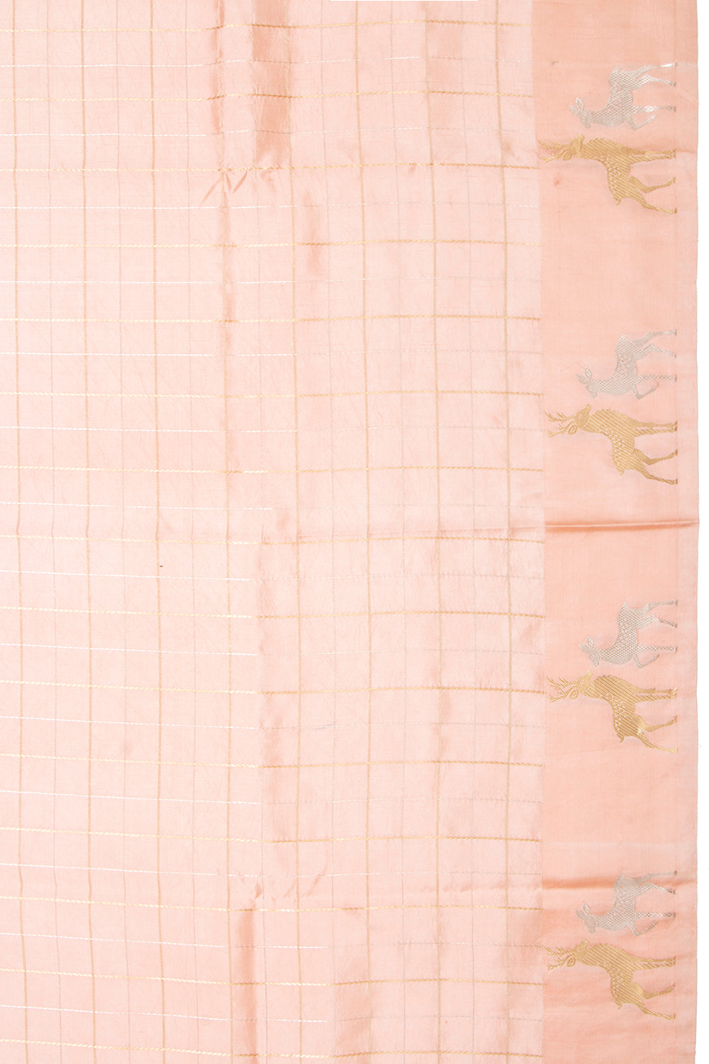 Banarasi Silk Katan Checks Pastel Orange Saree