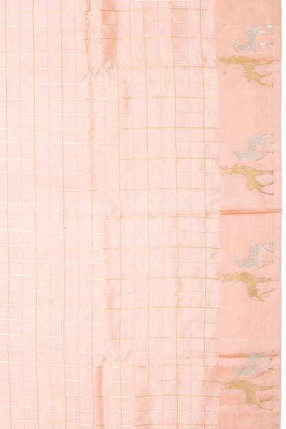 Banarasi Silk Katan Checks Pastel Orange Saree