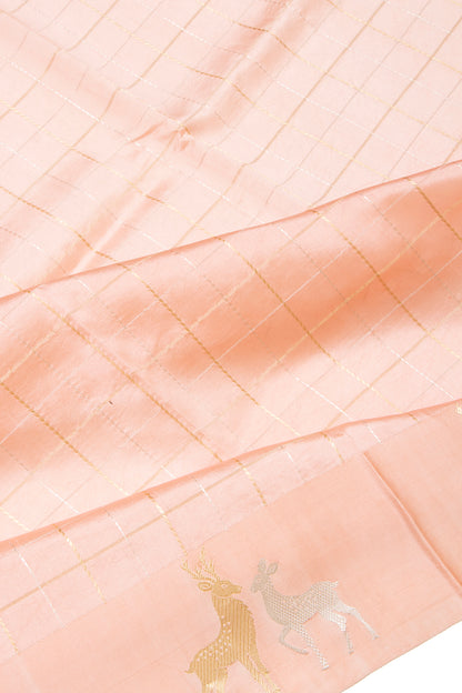 Banarasi Silk Katan Checks Pastel Orange Saree