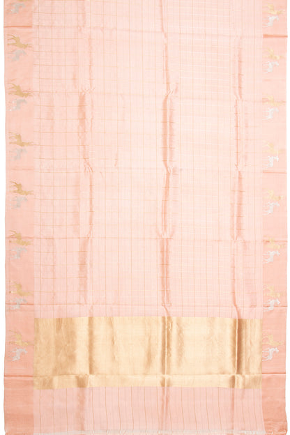 Banarasi Silk Katan Checks Pastel Orange Saree