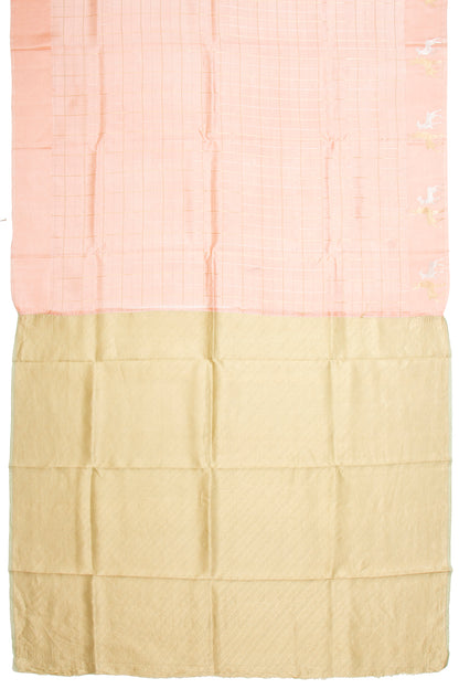 Banarasi Silk Katan Checks Pastel Orange Saree