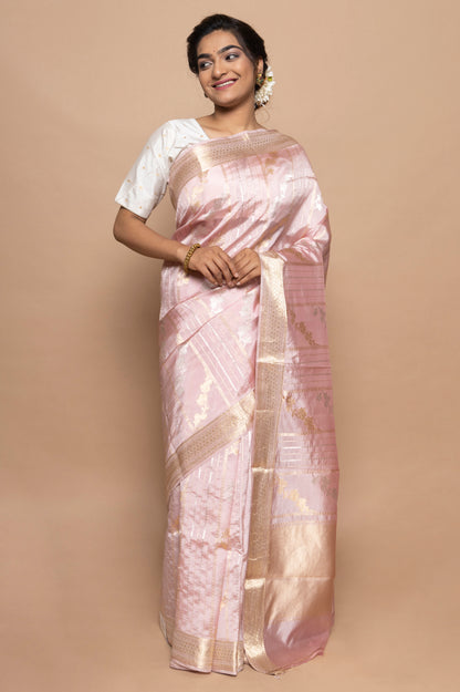 Banarasi Silk Katan Brocade Baby Pink Saree