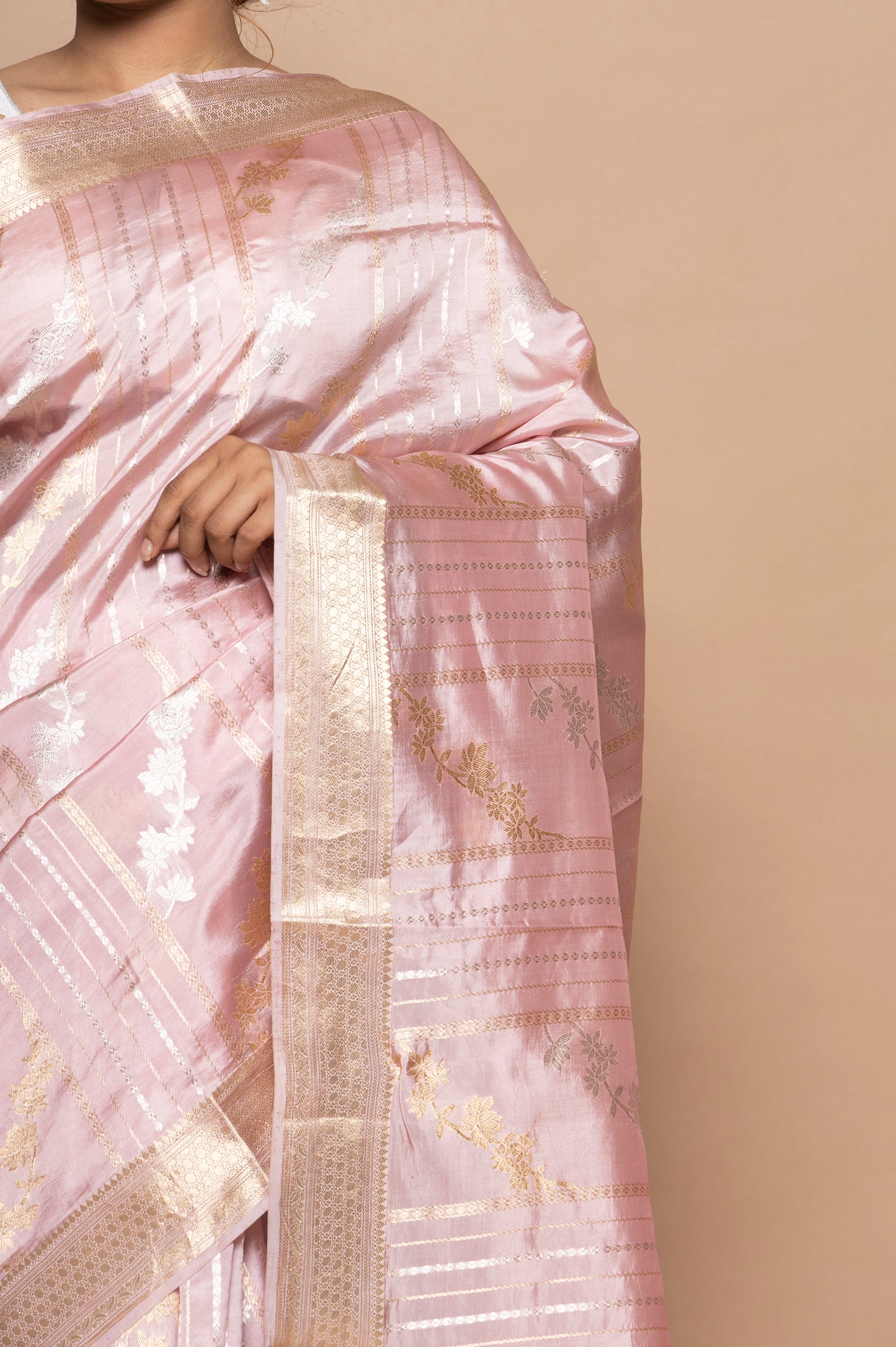 Banarasi Silk Katan Brocade Baby Pink Saree