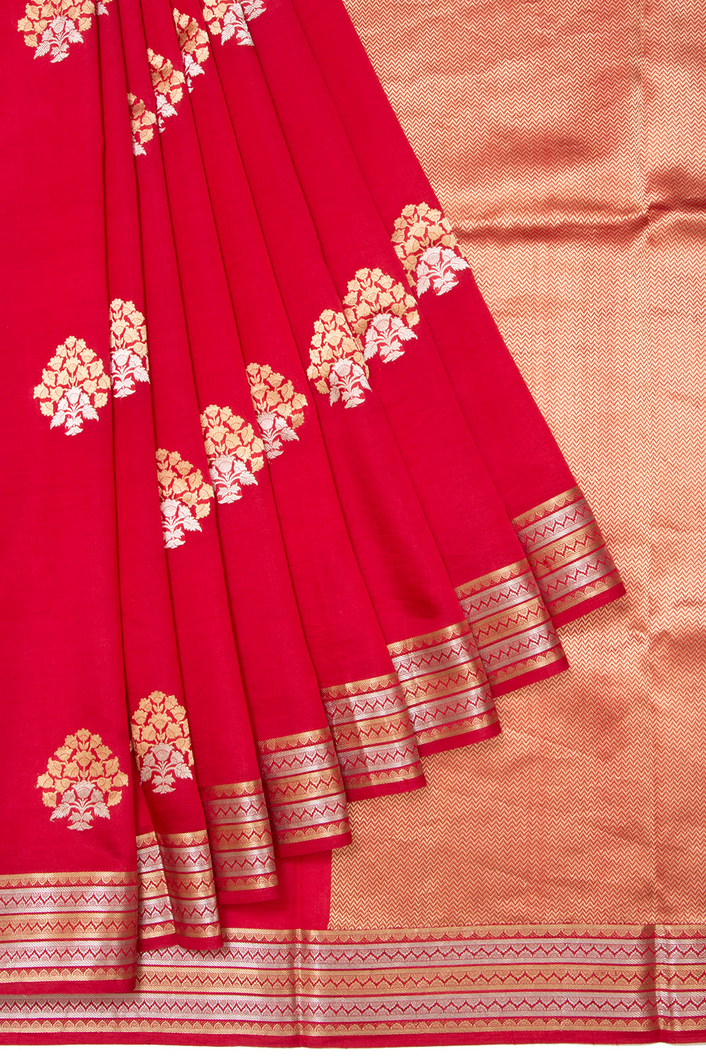 Banarasi Silk Katan Butta Red Saree
