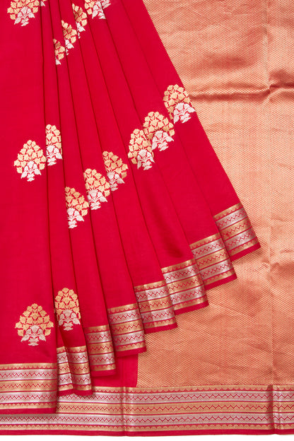Banarasi Silk Katan Butta Red Saree