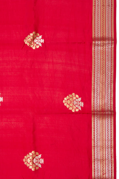 Banarasi Silk Katan Butta Red Saree