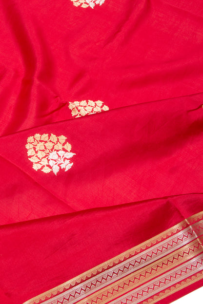 Banarasi Silk Katan Butta Red Saree