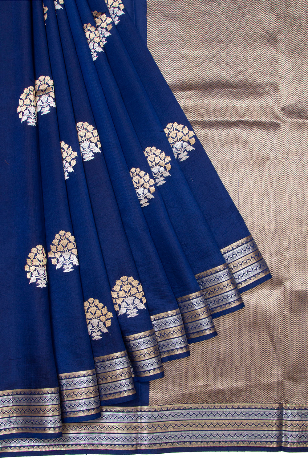 Banarasi Silk Katan Butta Dark Blue Saree