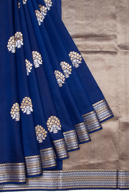 Banarasi Silk Katan Butta Dark Blue Saree