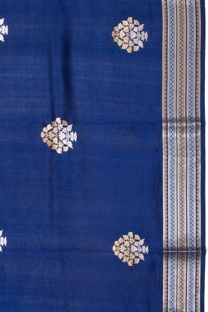 Banarasi Silk Katan Butta Dark Blue Saree