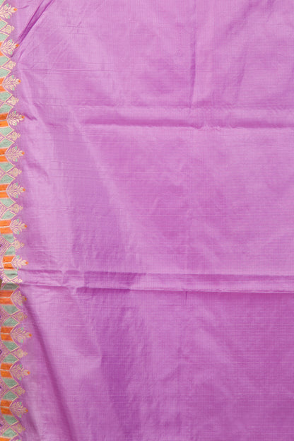Banarasi Silk Lines And Butta Lavender Saree With Scallop Border