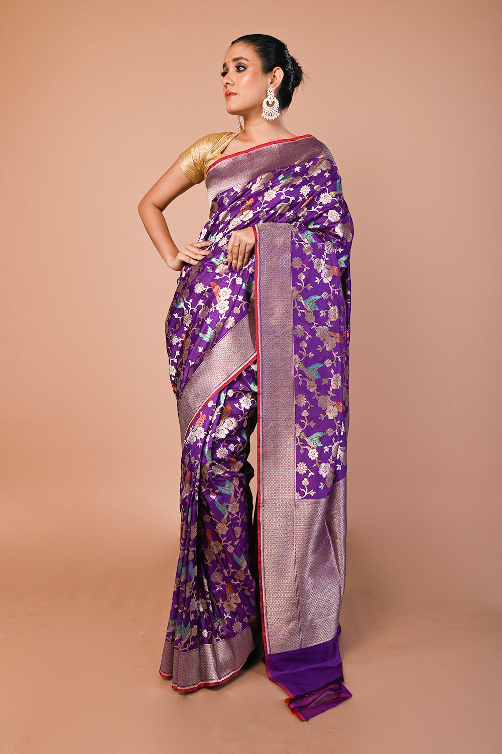Banarasi Silk Jaal Purple Saree