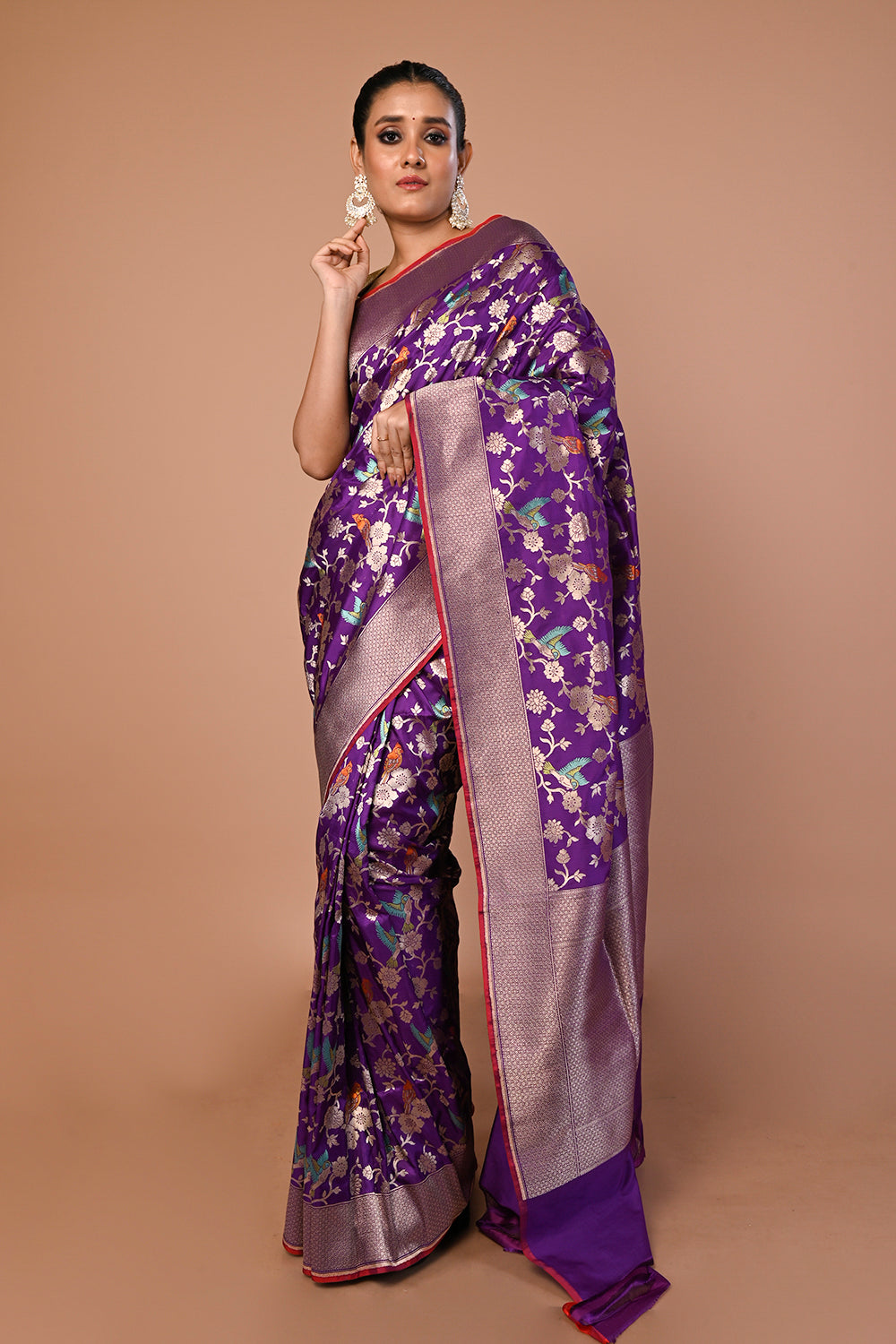 Banarasi Silk Jaal Purple Saree