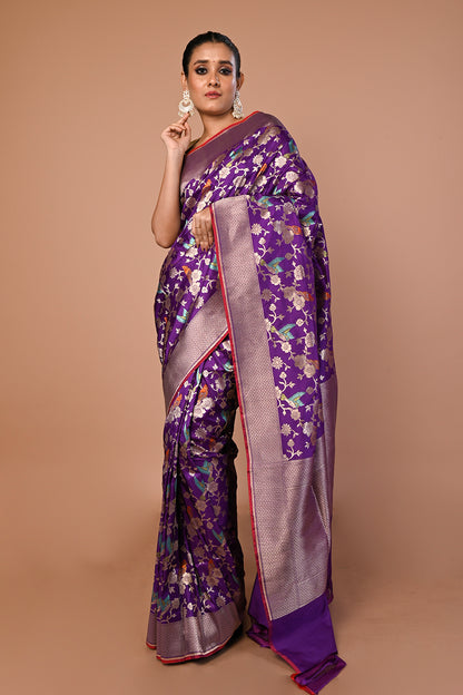 Banarasi Silk Jaal Purple Saree