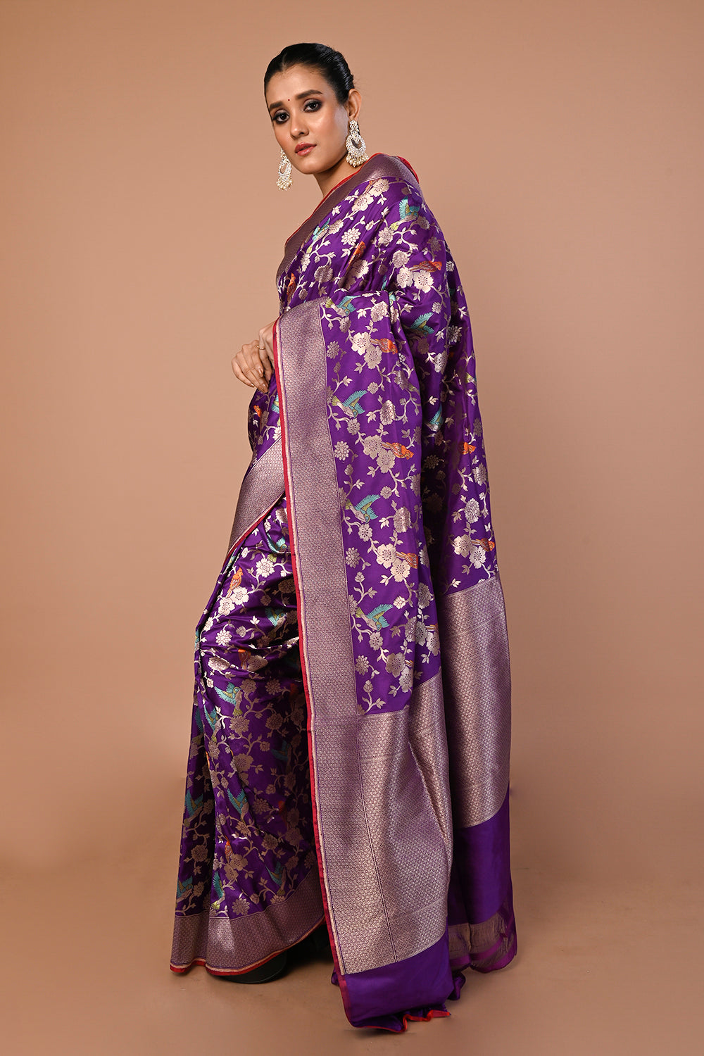 Banarasi Silk Jaal Purple Saree