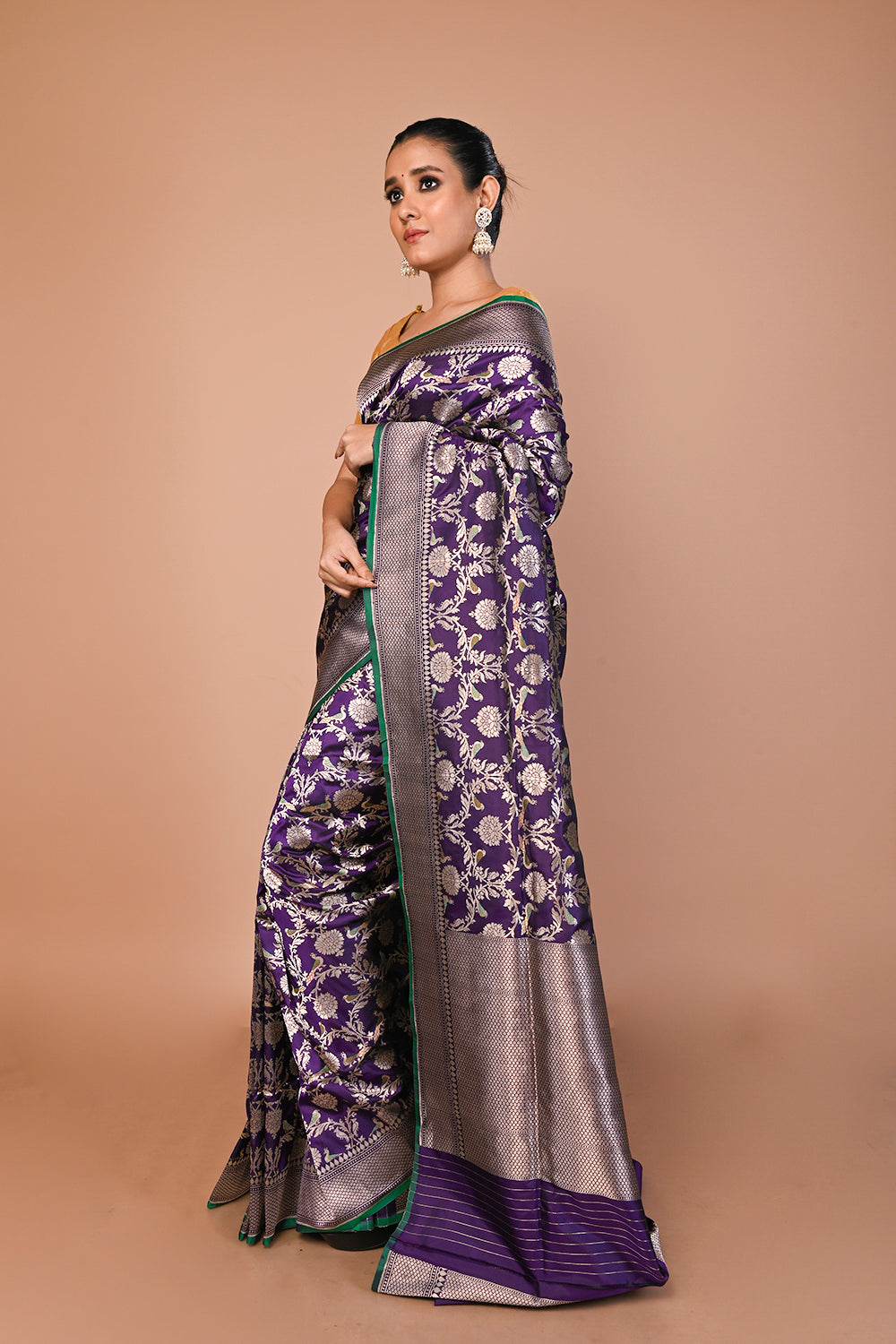 Banarasi Silk Jaal Royal Blue Saree