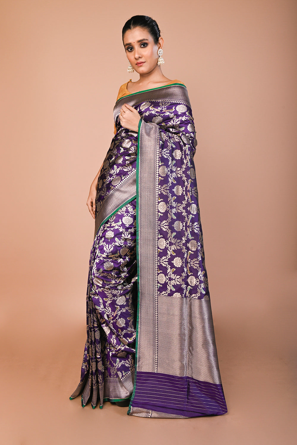 Banarasi Silk Jaal Royal Blue Saree