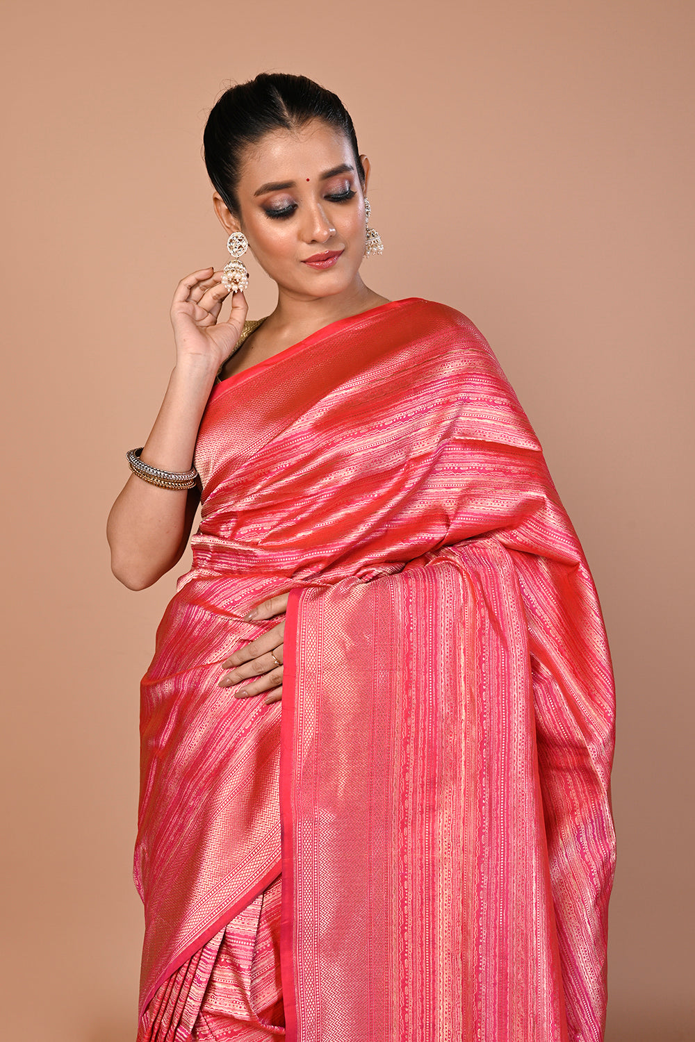 Banarasi Silk Brocade Pink Saree