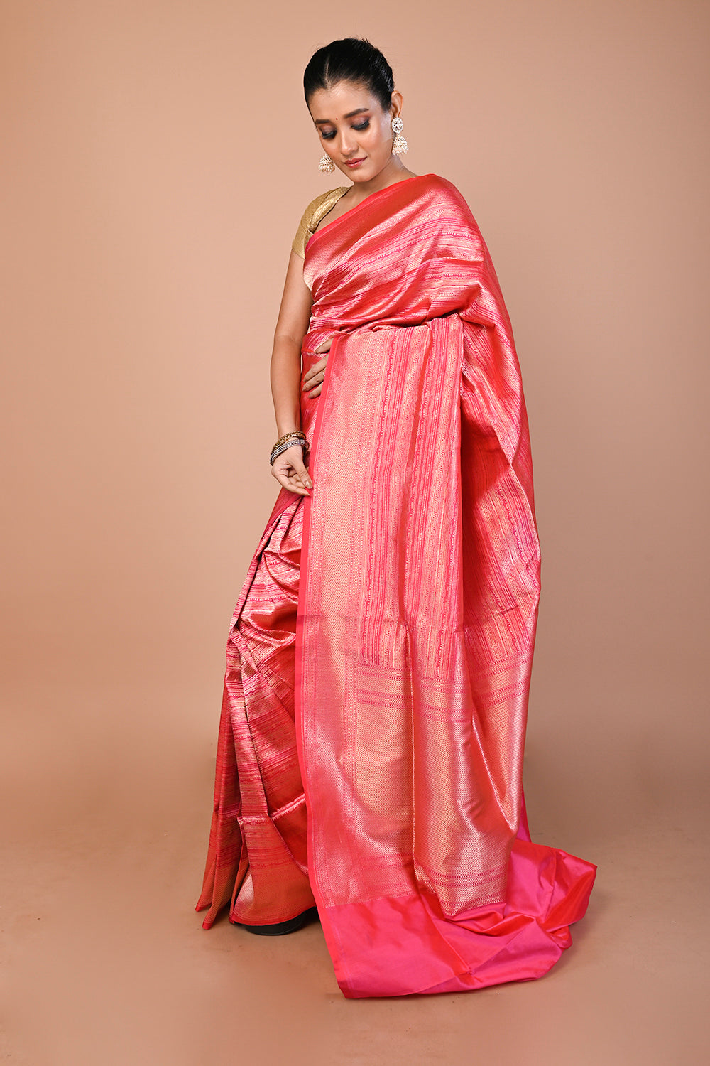 Banarasi Silk Brocade Pink Saree