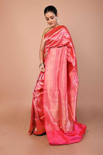 Banarasi Silk Brocade Pink Saree